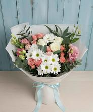 Букет цветов из:  Розы, Лизиантусы и Хризантемы в Мингрельской