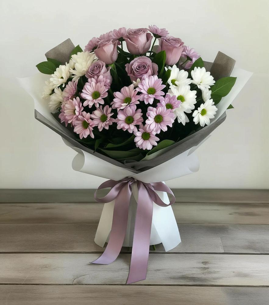 Букет цветов из: Хризантемы и Розы в Мингрельской