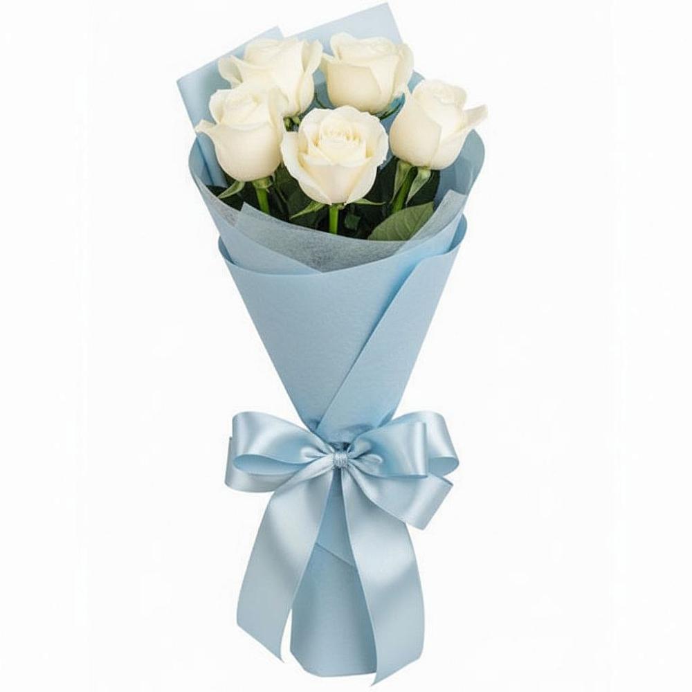 Букет 5 Белых роз Проуд в Мингрельской