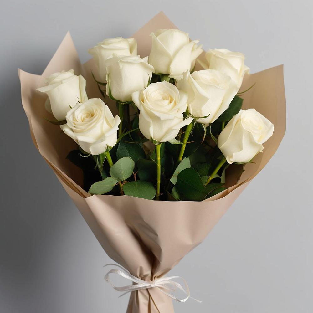 Букет 9 Белых роз Эдлесс Лав в Мингрельской