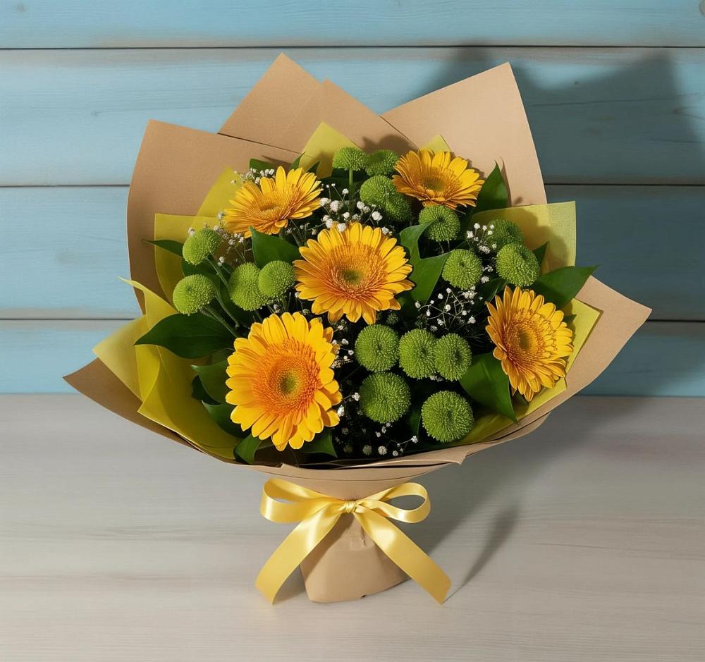 Букет цветов из: Герберы и Хризантемы в Мингрельской