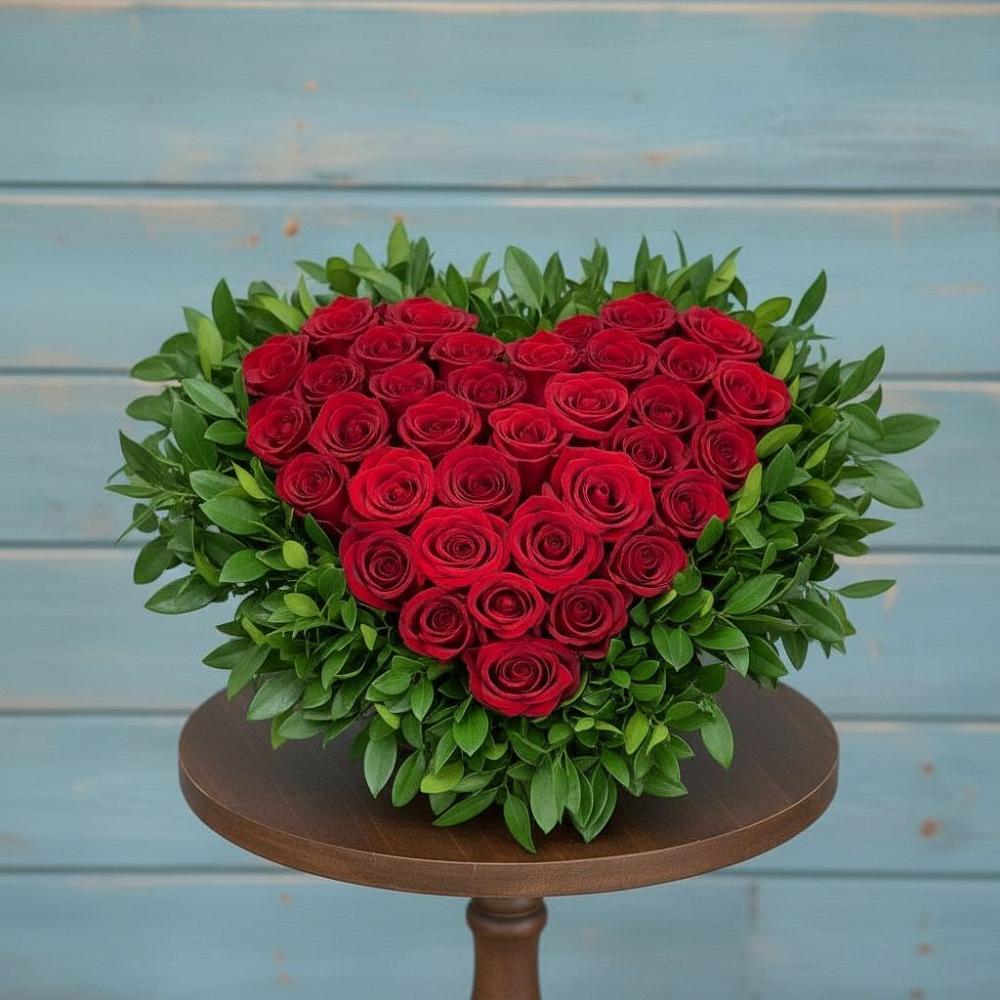 Цветочная композиция из Розы в виде сердца в Мингрельской