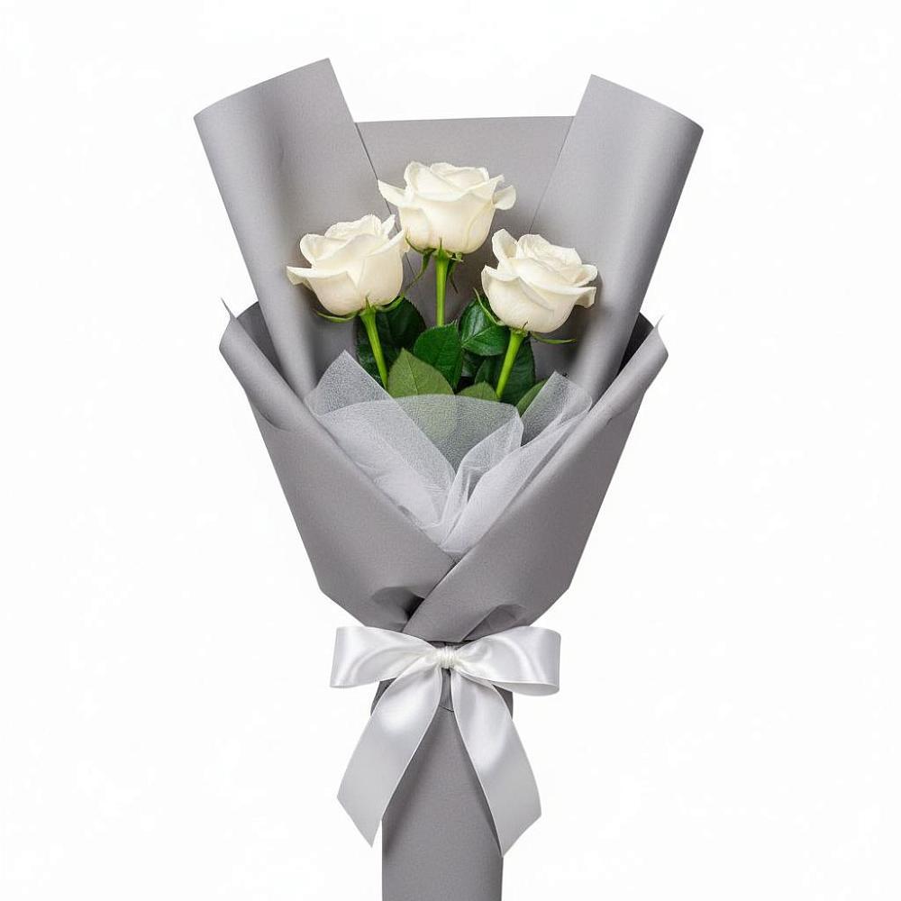 Букет 3 белые розы в Мингрельской