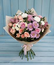 Букет цветов из:  Хризантемы, Розы и Альстромерии #REPLACE_PRED# Мингрельской