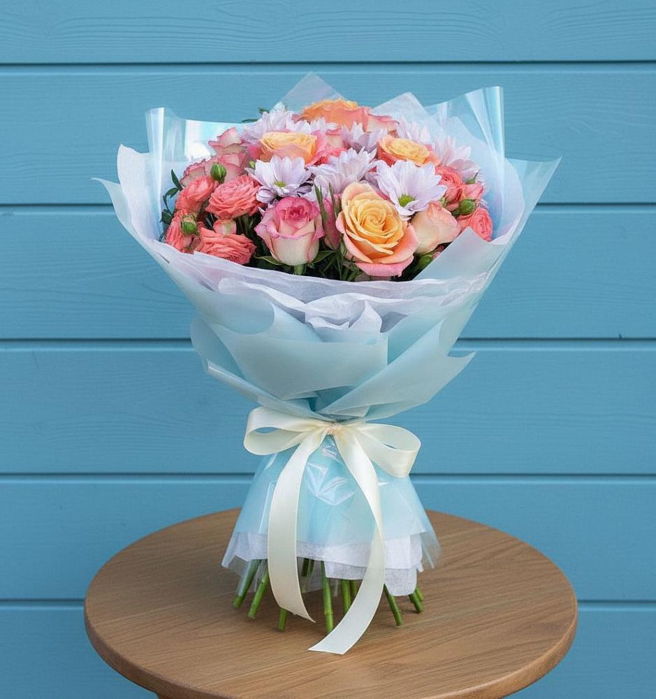 Букет цветов из: Хризантемы и Розы в Мингрельской