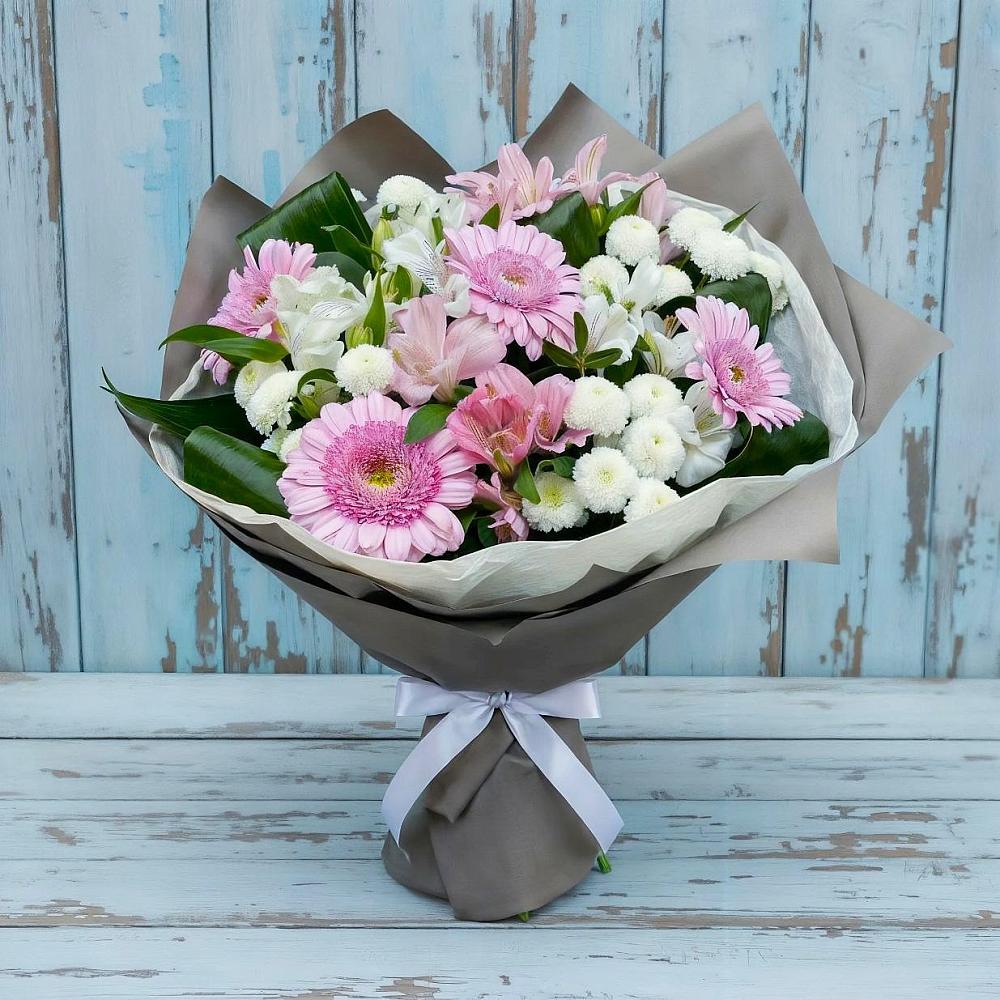 Букет цветов из: Герберы, Альстромерии и Хризантемы в Мингрельской