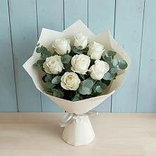 Букет Белые розы в Эвкалипте #REPLACE_PRED# Мингрельской